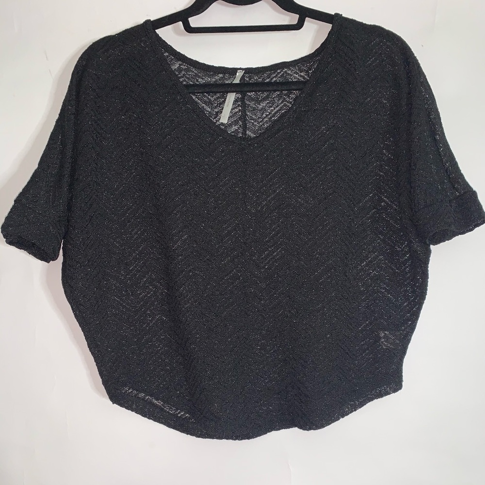 DNA Couture Black Knit semi sheer crop top